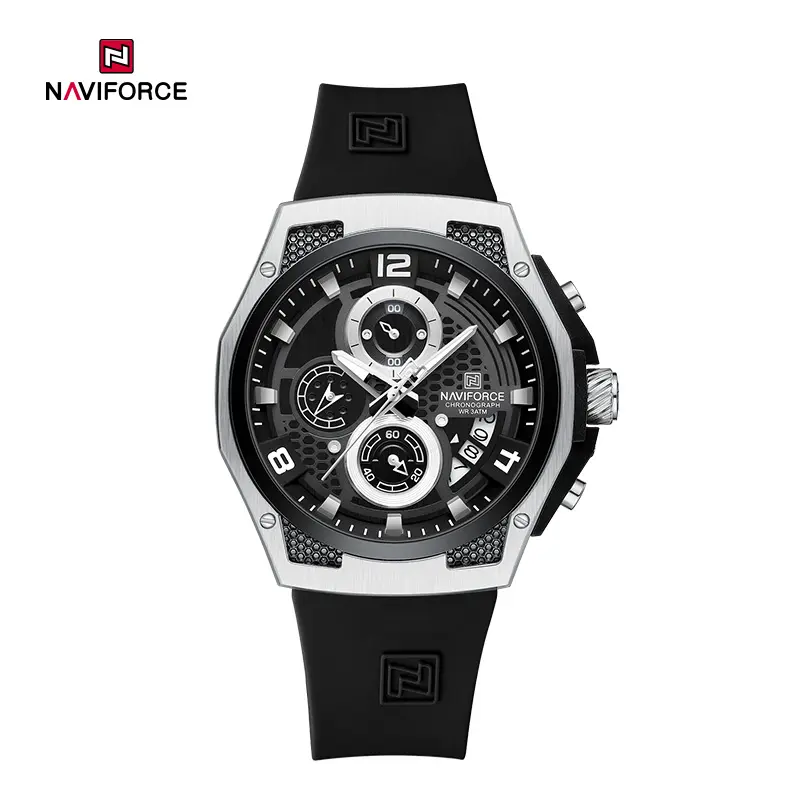 NAVIFORCE NF8051T Brand Fashion Casual Wrist 8051 Men Quartz Male Silicone Date Sports Watches Luxury Relogio Masculino Clock